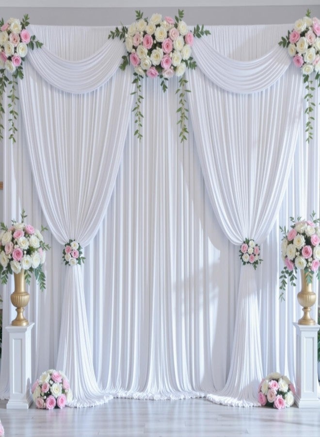 Htper 6 Panels 5x12ft White Backdrop Curtains for Parties, Wrinkle Free Polyester Photo Backdrop Drapes for Weddings Birthday Baby Shower Party Stage Photography Background, 30ft(W) x 12ft(H) - Image 3