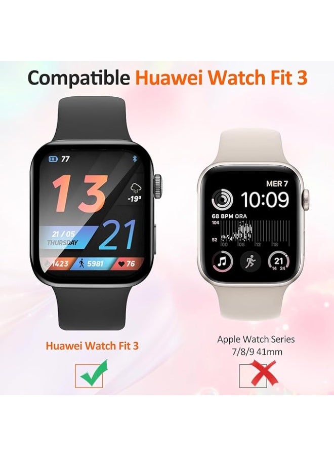 Screen Protector for Huawei Watch Fit 3, 3D Curved Soft Edge Protective Film [Anti-Scratch] [Bubble Free] [Ultra Shatterproof] [High Sensitive] (Not Glass) - Image 2