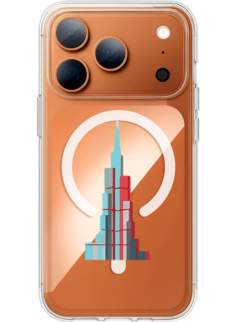 Theodor Magnetic Case for Apple iPhone 17 Pro Compatible with MagSafe Wireless Charging, Shockproof Phone Bumper Cover - Burj Khalifa - Image 1