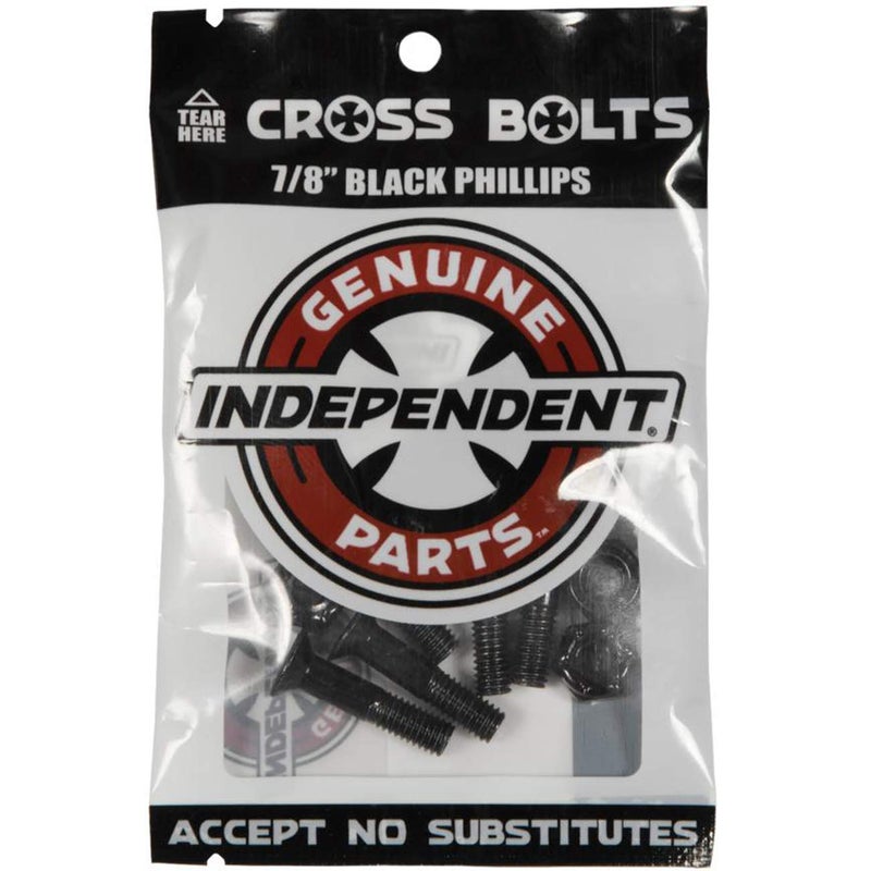 Independent Genuine Parts Cross Bolts Standard Phillips Skateboard Hardware (Black/Black, 7/8"")