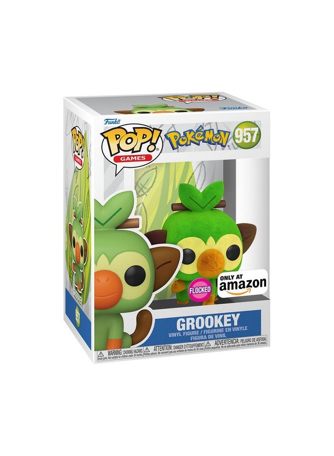 Funko Pop! Games: Pokemon - Grookey (Flocked), Amazon Exclusive - Image 1