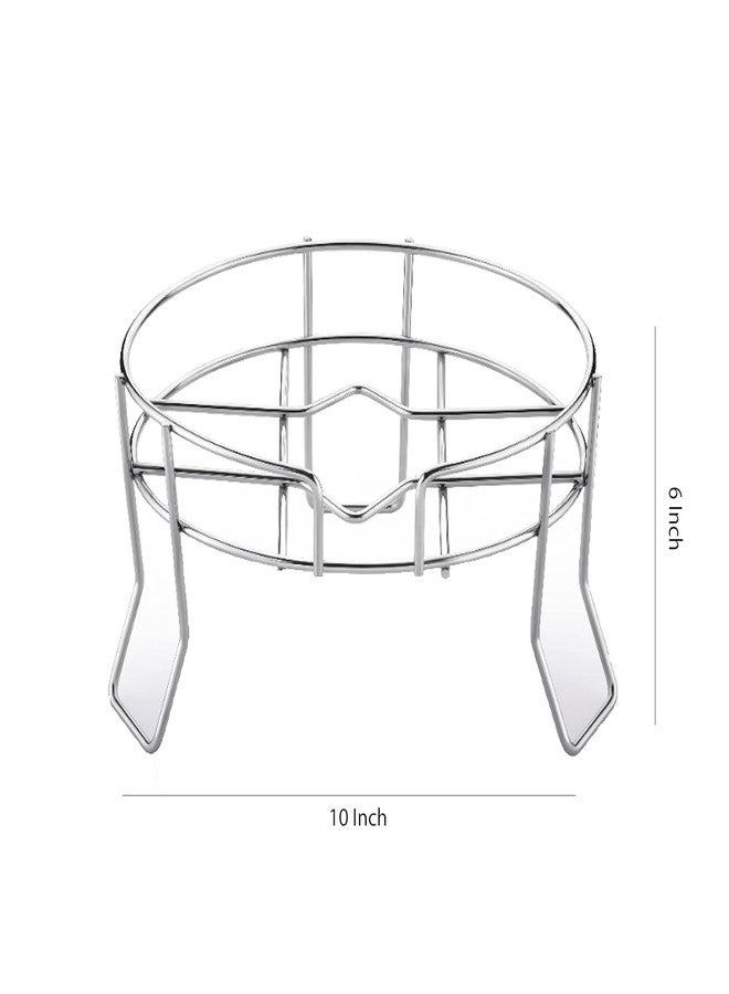 Gcrox Heavy Stainless Steel Chrome Plated Fancy Water Matka And Pot Stand (Silver, Standard), Step Shelf - Countertop - Image 2