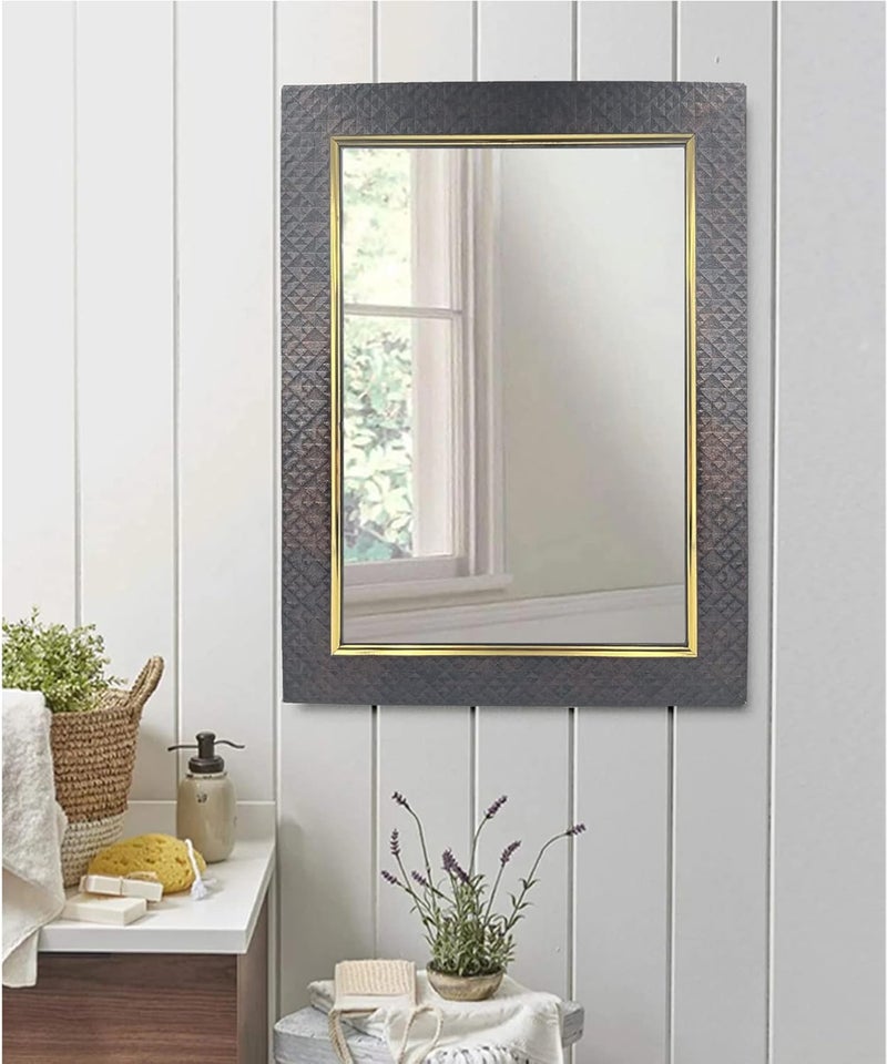 Stuthi Arts Wood Decorative Wall Mirror Decorative Mirror RectangleSize 12 X 18 Incn Decorative Mirror 01 Brown 12X18 Inch Rectangular