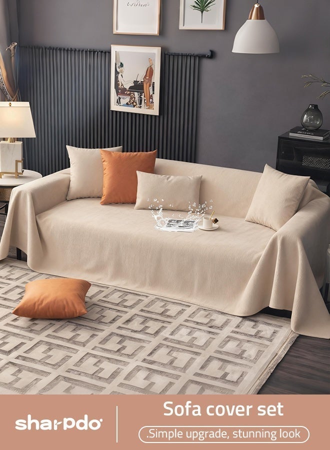 مناسب لجميع المواسم غطاء كنب غطاء كنب مقاوم للماء والغبار متوفر حجم كبير مناسب لمجموعة تغطية كنب على شكل حرف L قماش تقني ناعم قابل للغسل - Image 1