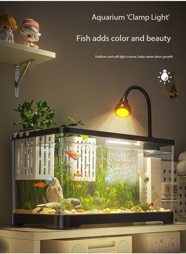 Fish Tank, Small Aquarium Kit，Equipped with Self-Cleaning Fish Tank Pump and Water Grass Light, Suitable for Beginners, Transparent Plastic Fish Tank, Suitable for Fighting Fish, Goldfish, and Turtles(Medium Size) - Image 1