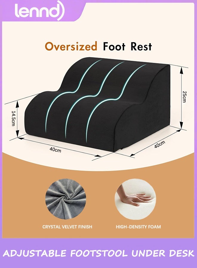 LENND Foot Rest for Under Desk at Work.Multifunctional 3-Tier Foot Stool,with Washable Footrest.for Under Desk,Office Chair Gaming Chair & Sofa,Leg Elevation Pillow,Supports Posture - Image 2