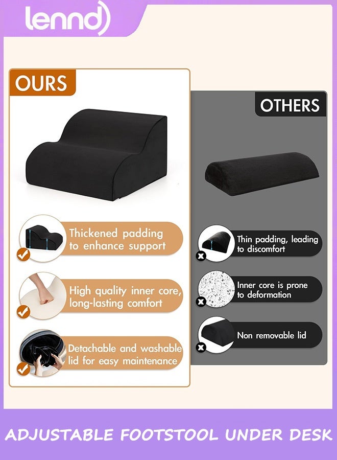 LENND Foot Rest for Under Desk at Work.Multifunctional 3-Tier Foot Stool,with Washable Footrest.for Under Desk,Office Chair Gaming Chair & Sofa,Leg Elevation Pillow,Supports Posture - Image 4