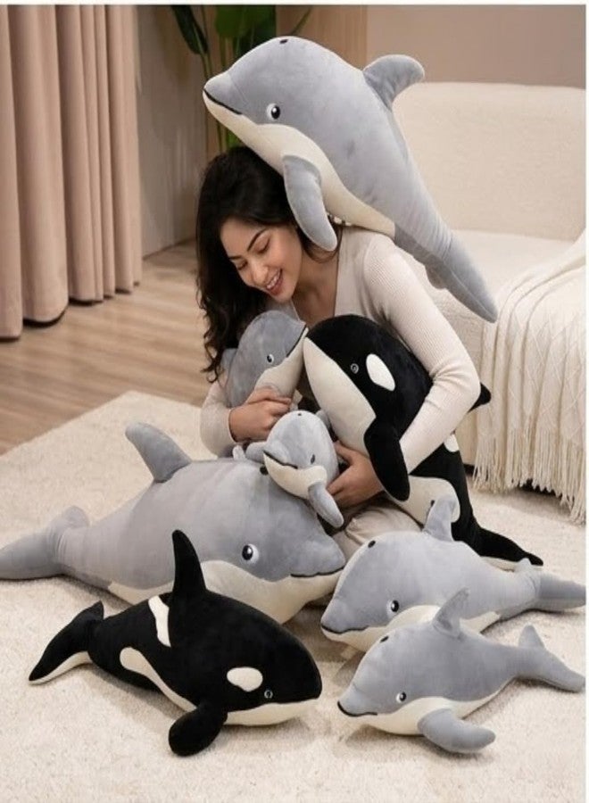 TechMax Solution Dark Shadow Orca Whale Velvet Cushion Decorative Stuffed Animal - Image 5