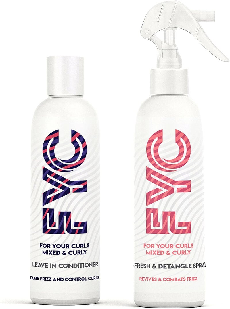 FYC Styling Bundle  2 x 250ml Curly Hair Products Includes Leave In Conditioner for Curly Hair and Refresh & Detangle Spray Moisturise & Define Curls Vegan & Curly Girl Friendly 250ml - Image 1