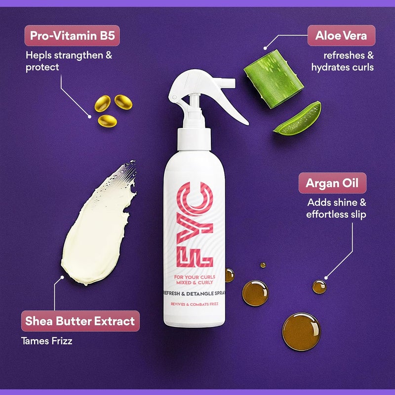 FYC Styling Bundle  2 x 250ml Curly Hair Products Includes Leave In Conditioner for Curly Hair and Refresh & Detangle Spray Moisturise & Define Curls Vegan & Curly Girl Friendly 250ml - Image 3