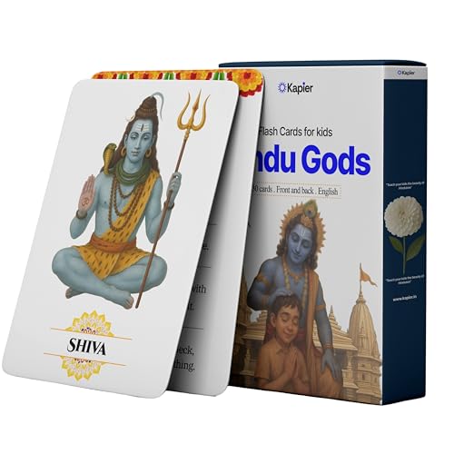 Kapier Premium Hindu Gods Flash Cards for Kids | 30 Waterproof Laminated Flashcards | Educational Cards for 1 2 3 4 5 6 7 8 Year Old | Birthday Gift for Kids | Learn Sanatan | Rounded Edges - Image 1