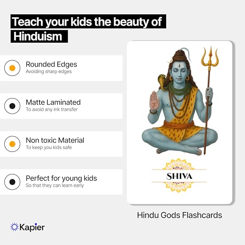 Kapier Premium Hindu Gods Flash Cards for Kids | 30 Waterproof Laminated Flashcards | Educational Cards for 1 2 3 4 5 6 7 8 Year Old | Birthday Gift for Kids | Learn Sanatan | Rounded Edges - Image 2