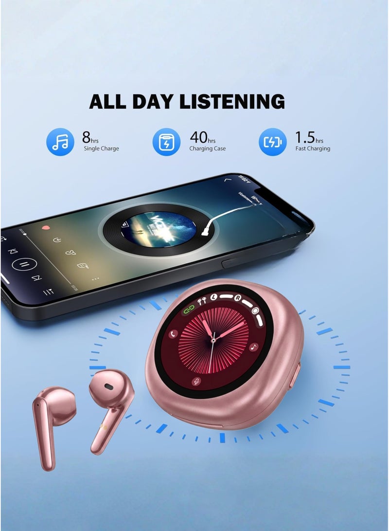WISME T19 True Wireless Earbuds – | Bluetooth 5.3 | Hi-Fi Bass | Touch Control | Noise Cancelling Mic | Long Battery Life | Compatible with iPhone, Samsung, Huawei, Xiaomi, Oppo, Vivo, Realme & All Android Devices | Pink - Image 2