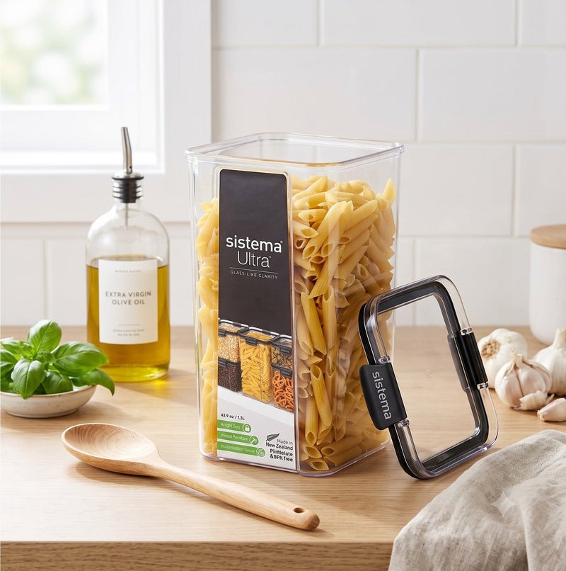 Sistema Ultra Tritan Square Food Storage Container 1.3L with Crystal Clear Tritan Plastic, Airtight BPA Free Kitchen Storage Canister for Pasta, Pantry & Dry Food, Made in New Zealand - Image 4