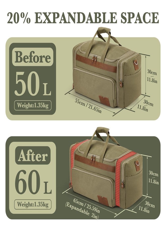 SHOWKOO Expandable Carry On Bag for Men, Army Green, 25.59 x 11.81 x 11.81 inches, Vintage - Image 2