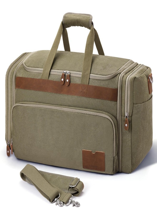 SHOWKOO Expandable Carry On Bag for Men, Army Green, 25.59 x 11.81 x 11.81 inches, Vintage - Image 1