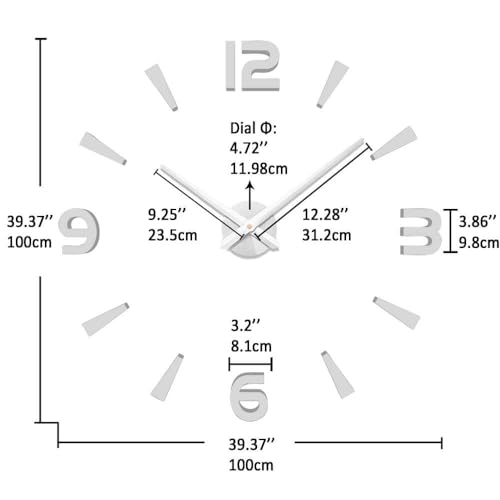 VANGOLD Large 3D Wall Clock DIY Wall Decoration Clock with Mirror Surface Sticker for Office Home Living Room Decor - Image 3