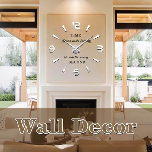 VANGOLD Large 3D Wall Clock DIY Wall Decoration Clock with Mirror Surface Sticker for Office Home Living Room Decor - Image 2