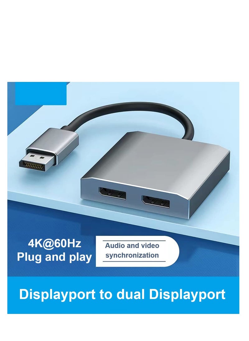 Generic - Dual DisplayPort Splitter, MST Hub for Dual 4K@60Hz Output, DP to 2 DisplayPort Converter, Multi-Stream Transport Support for Windows and Mac Systems. - Image 1