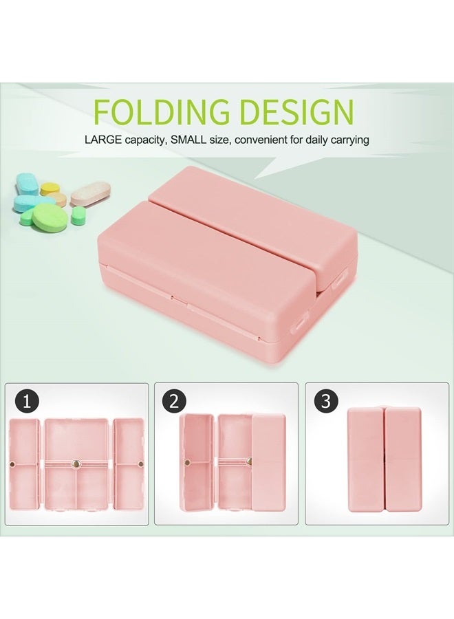 FYY Daily Pill Organizer,7 Compartments Portable Travel Pill Case [Folding Design] Pill Box for Purse Pocket to Hold Vitamins,Cod Liver Oil,Supplements and Medication-Rosegold - Image 3