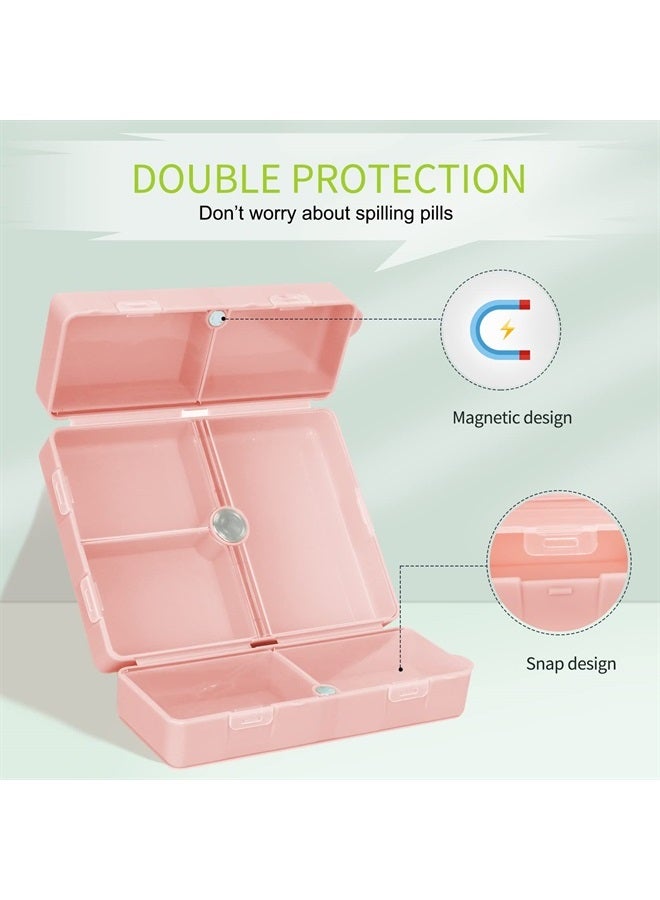 FYY Daily Pill Organizer,7 Compartments Portable Travel Pill Case [Folding Design] Pill Box for Purse Pocket to Hold Vitamins,Cod Liver Oil,Supplements and Medication-Rosegold - Image 4