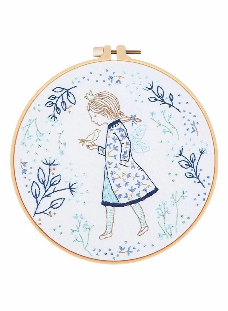 Y&D Embroidery Starter Kit with Pattern Instructions 3 Sets Cross Stitch Include Clothes Plants Flowers 1 Hoops Color Threads and Tools Dreaming Girl  - Image 5