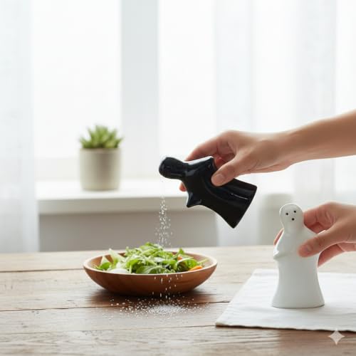 aaBco Ceramic Salt and Pepper Shakers,Kitchen Table Seasoning Container, Salt Pepper Dispenser, Container, Sprinkler | Home | Cafe | Office - 60 ML (Couple, 1 Set) - Image 2