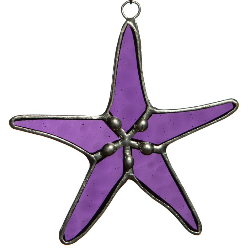 Stained Glass Ornament Starfish Suncatcher Purple 3  Coastal Home Decor Bedroom Decor Kitchen Decor  Hanging Window Decor Garys Glass