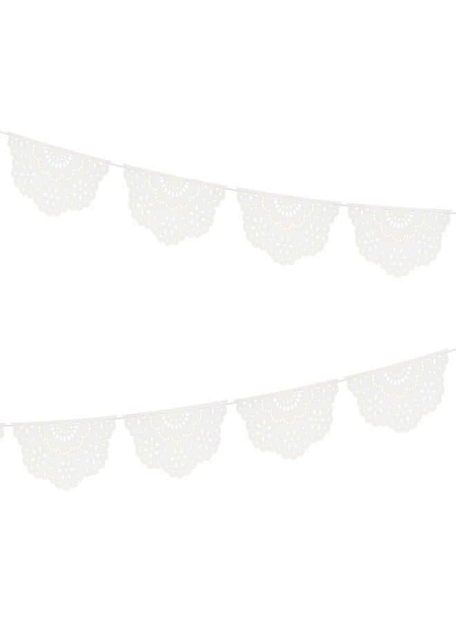 ميري ميري لافتة رايات من الدانتيل من Meri Meri Broderie Anglaise (عبوة من قطعة واحدة)، لافتة حفلات مقاس 12.5 بوصة تتضمن سلكًا زائدًا، لافتة حفلات Meri Meri، قابلة لإعادة الاستخدام - Image 2