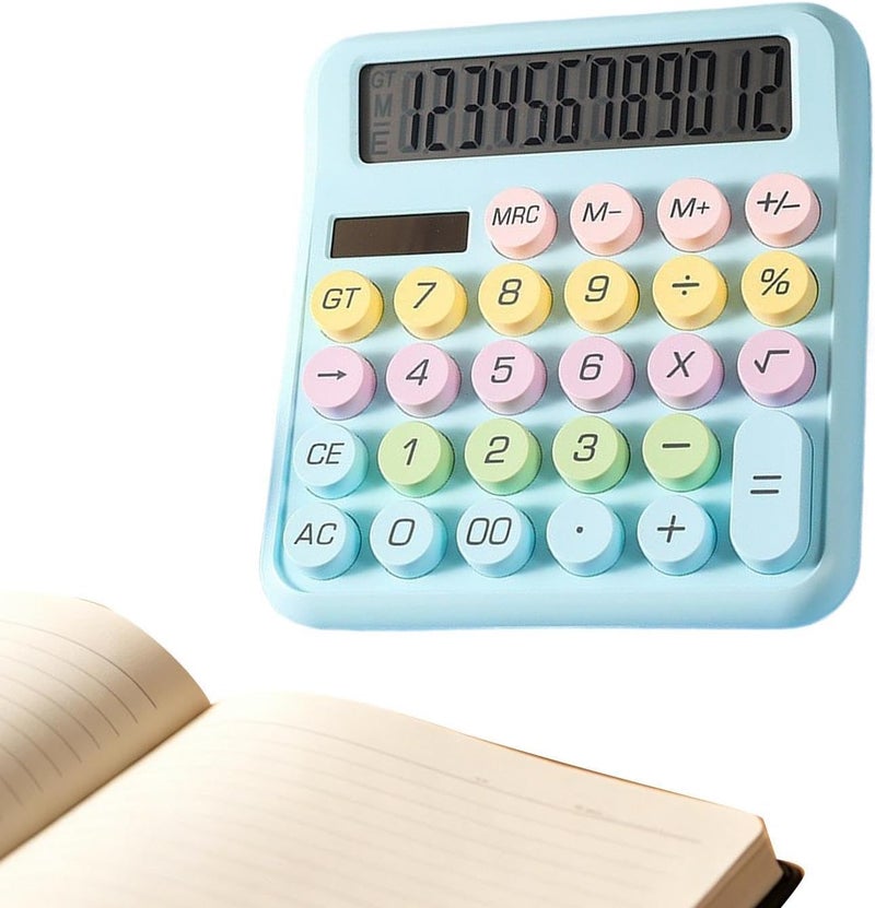 Desktop Calculator | 12 Digits Solar Round Buttons Counter | School Kids Calculator | for Home Office School College Work Business Travel Outdoor Shopping Store - Image 1