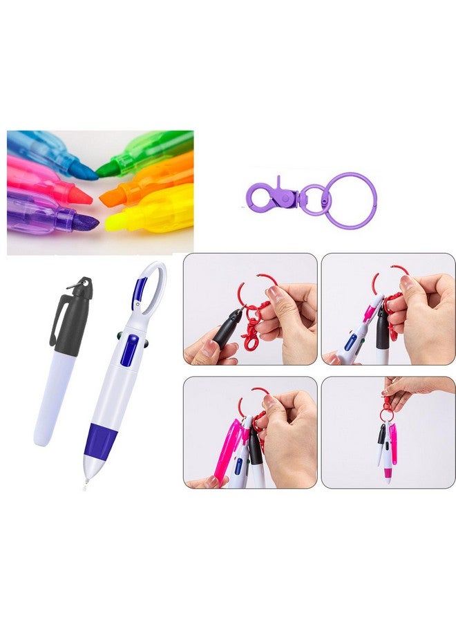 YYaaloa Mini Highlighter Nurse Pen Set For Badge Christmas Nurse Gifts Include 2 Nursing Keychain Clip,2 Tip Highlighter, 2 Permanent Marker Pen And 2 Retractable Ball Pen (Purple 2Set)  - Image 4