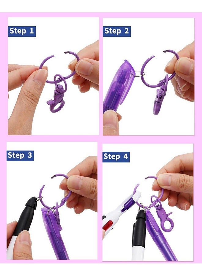 YYaaloa Mini Highlighter Nurse Pen Set For Badge Christmas Nurse Gifts Include 2 Nursing Keychain Clip,2 Tip Highlighter, 2 Permanent Marker Pen And 2 Retractable Ball Pen (Purple 2Set)  - Image 3