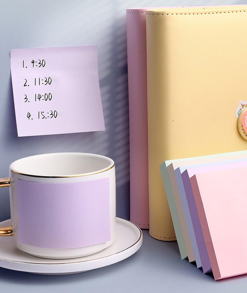 Wolpin Sticky Notes Cube | 400 Sheets (4 Pastel Morandi Colors, 100 Sheets Each) | Self-Adhesive Memo Pads for Office, School, Study & Reminders | 7.6 x 7.6 cm - Image 3