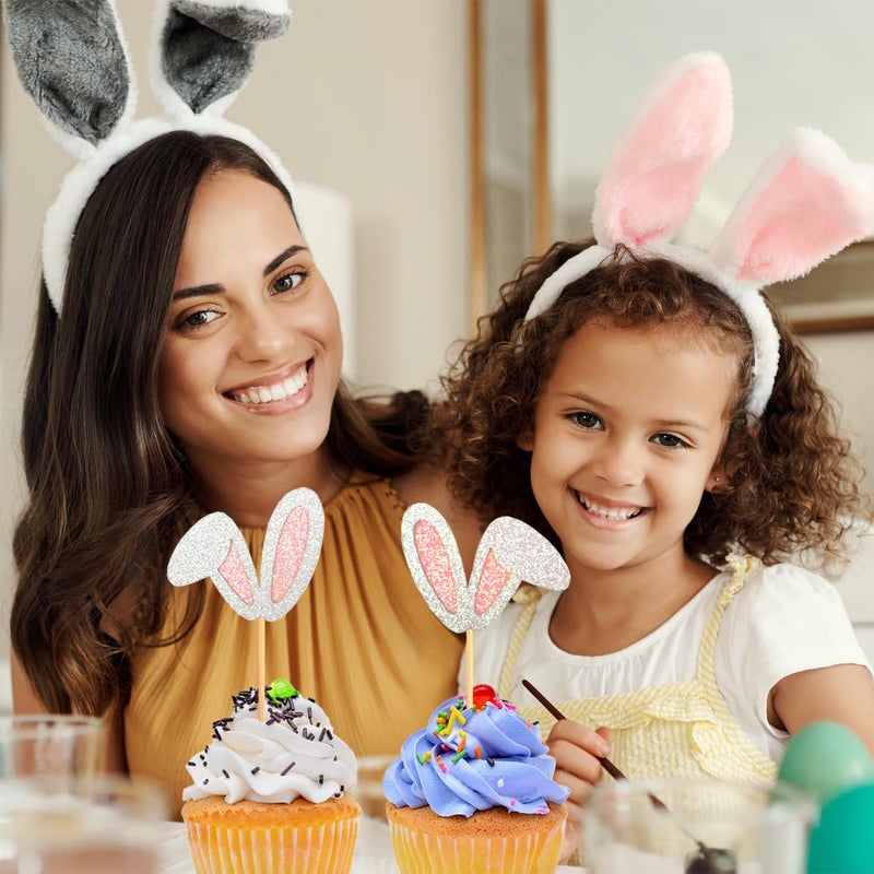 Chewarelly 24 Pack Bunny Ear Cupcake Toppers Easter Cupcake Picks Festive Party Decoration for Spring Baked Goods Perfect for Easter Celebrations(Bunny Ear Design) - Image 4