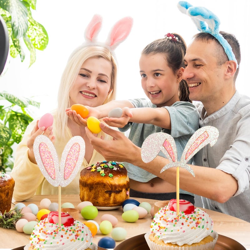 Chewarelly 24 Pack Bunny Ear Cupcake Toppers Easter Cupcake Picks Festive Party Decoration for Spring Baked Goods Perfect for Easter Celebrations(Bunny Ear Design) - Image 3