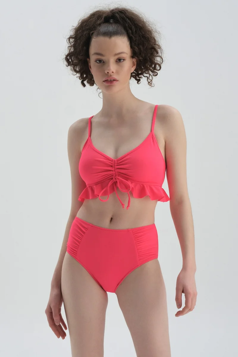 dagi Neon Fuchsia Side Draped Rise Waist Bottom