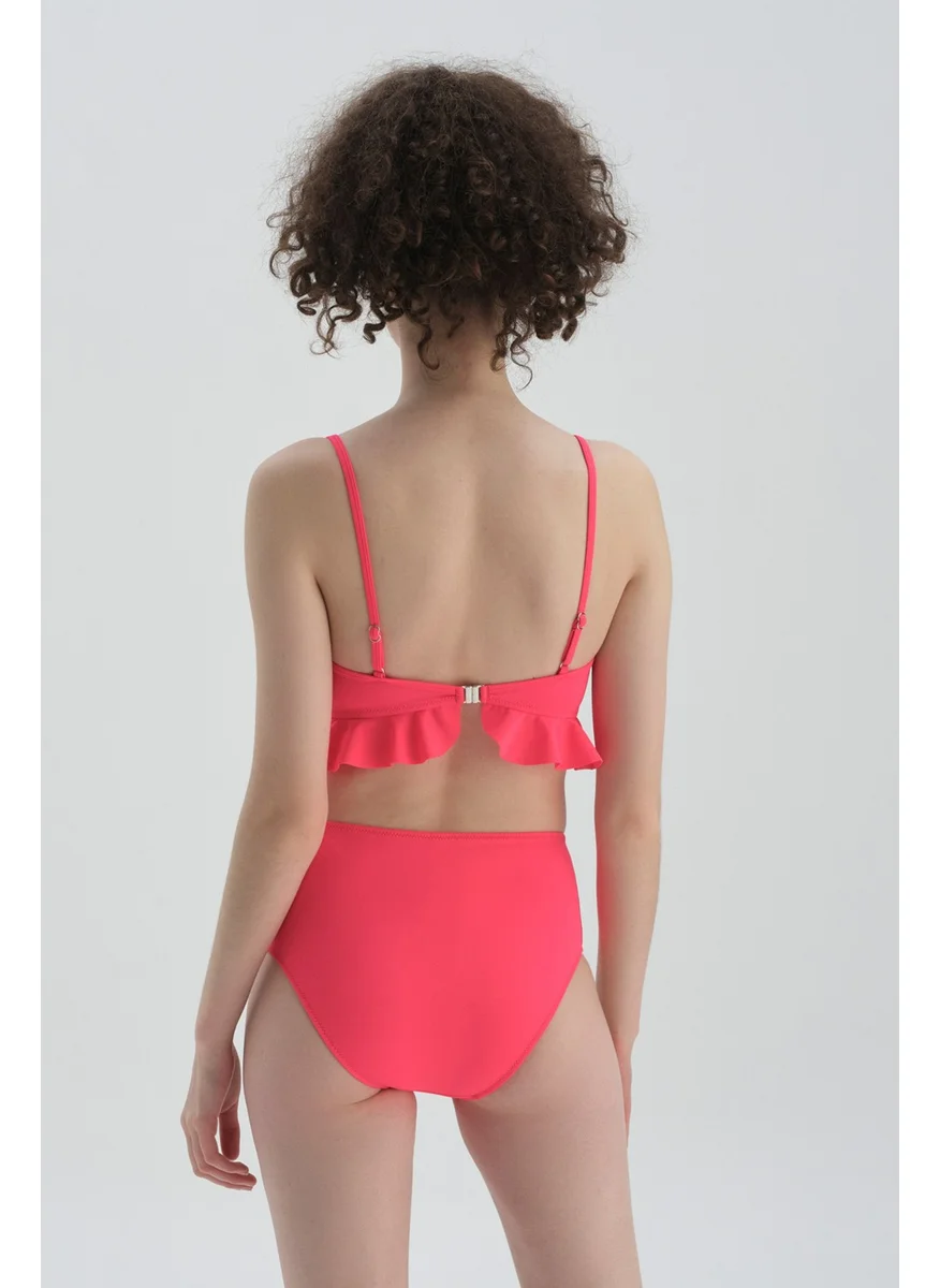 dagi Neon Fuchsia Side Draped Rise Waist Bottom