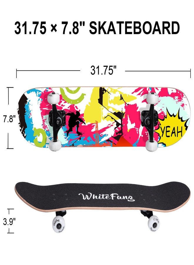WhiteFang Skateboards for Beginners, Complete Skateboard 31 x 7.88, 7 Layer Canadian Maple Double Kick Concave Standard and Tricks Skateboards for Kids and Beginners (Pink Fantasy) - Image 2