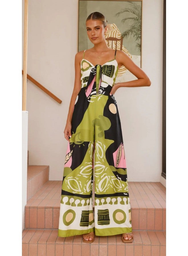 New Waist Strap Bow Wide-Leg Straight Jumpsuit