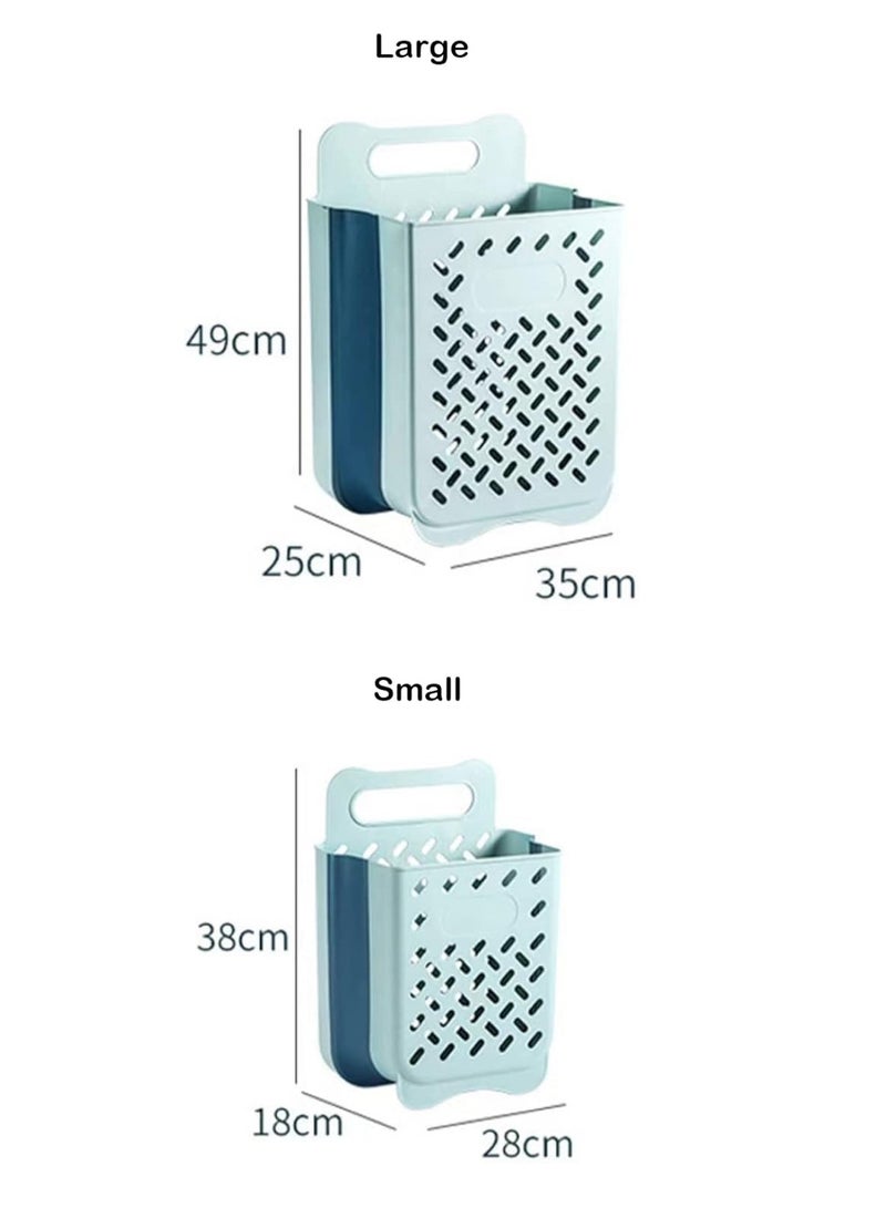 Plastic Collapsible Laundry Hamper with Wall Hanging Design Durable Waterproof Basket with Carrying Handle - Image 2