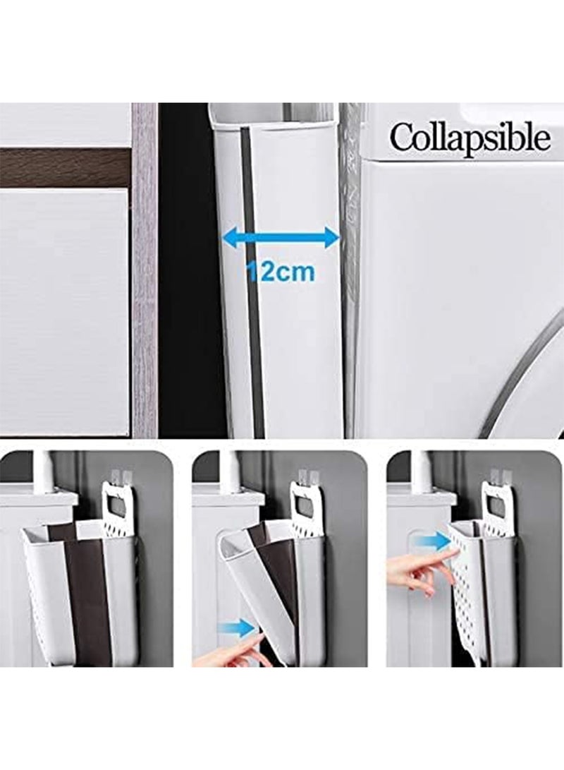 Plastic Collapsible Laundry Hamper with Wall Hanging Design Durable Waterproof Basket with Carrying Handle - Image 5