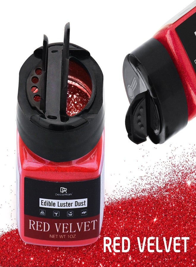 DecorRom Edible Glitter - 1oz Luster Dust Edible Food Grade Glitter for Cocktail, Cake Decorating, Baking, Drinks - Shimmer Dust Powder, Metallic Food Coloring Powder for Icing, Fondant, Candy (Red Velvet) - Image 2
