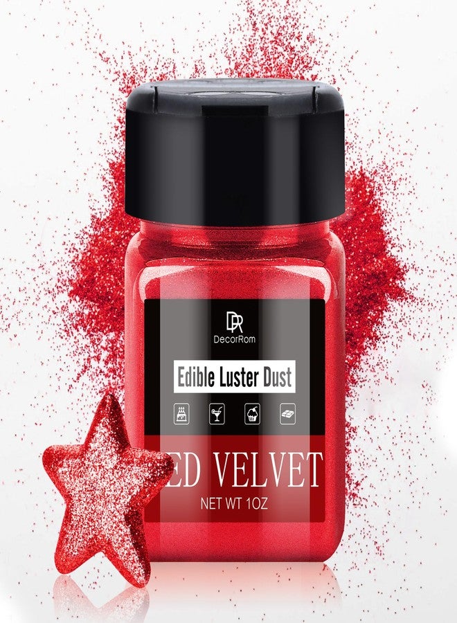 DecorRom Edible Glitter - 1oz Luster Dust Edible Food Grade Glitter for Cocktail, Cake Decorating, Baking, Drinks - Shimmer Dust Powder, Metallic Food Coloring Powder for Icing, Fondant, Candy (Red Velvet) - Image 1