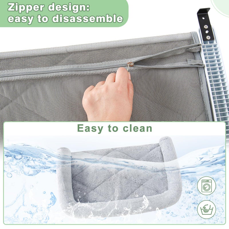 Sunhoo Cat Window Perch Hammock Sturdy Windowsill Bed Seat for Large Cats No Drilling No Suction Adjustable Kitty Shelf with Washable Cover Easy Assembly Holds up to 40 lbs 22.05 * 15 in (Grey, S) - Image 3