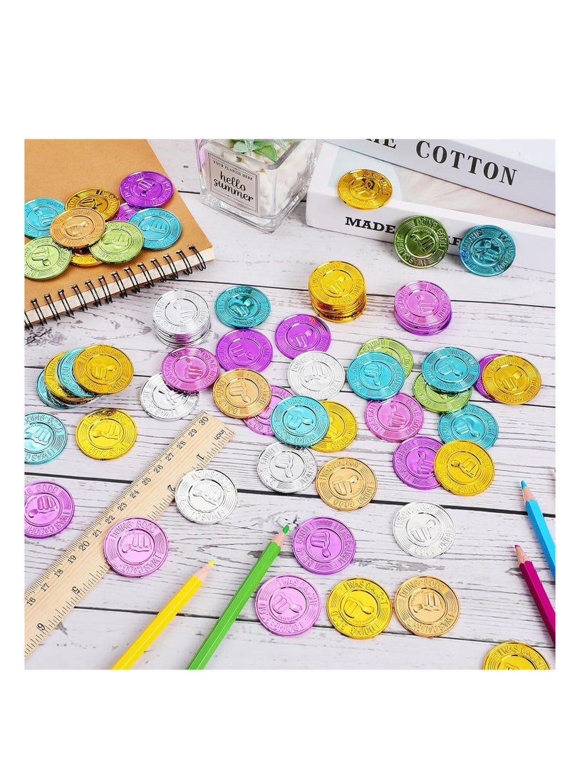 SYOSI Colorful Coin, 100 Pieces Caught being Good Coins, Kids Behavior Tokens, Classroom Behavior Incentives Coin, Reward Tokens Smile Face Coin for Kids, Ideal School Reward (Thumb) - Image 4