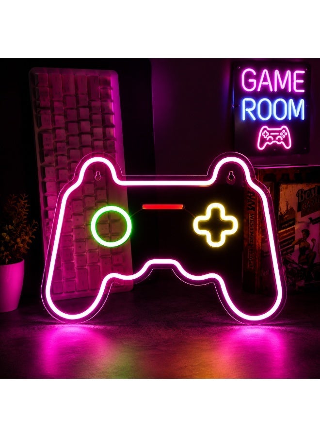 LED Neon Game Controller Light Wall Decor, Multicolor Gaming Neon Sign (Blue/Green/Red), Acrylic LED Wall Lamp for Gaming Room, Bedroom & Party Decoration,  41×27cm - Image 1