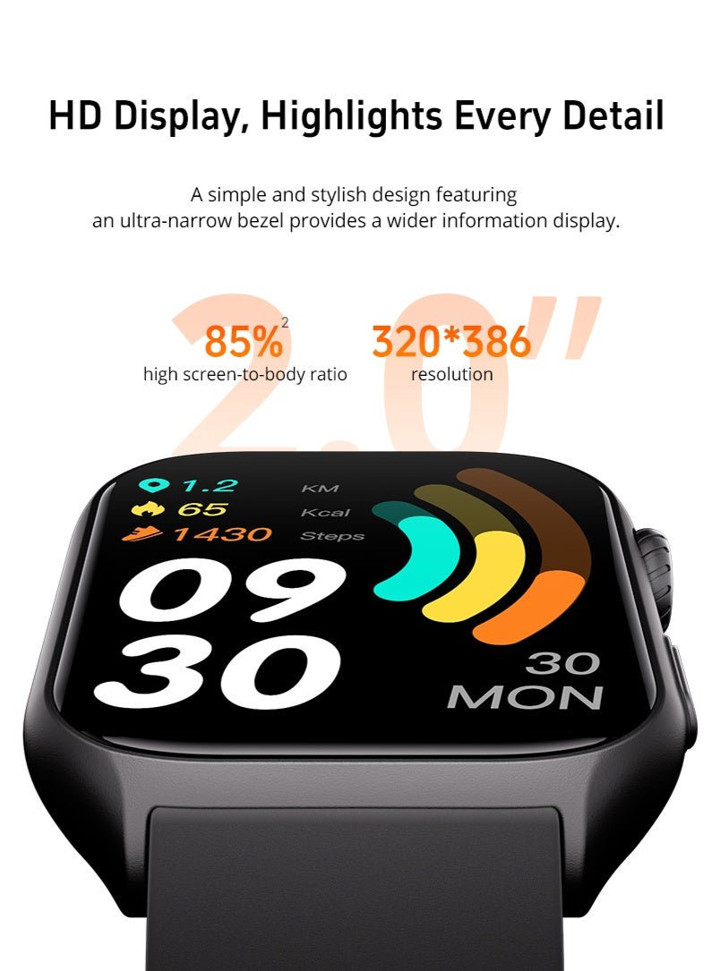 ساعة ذكية مقاومة للماء بشهادة IP68، بشاشة عالية الدقة، لليدين والسيدات - متتبع اللياقة البدنية مع مكالمات بلوتوث، مراقب معدل ضربات القلب، تتبع النوم، 100 وضع رياضي، ساعة رياضية متينة وخفيفة الوزن متوافقة مع أندرويد وآي أو إس - باللون الأسود - Image 5