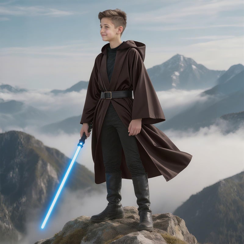 Cosplaysky Kids Cosplay Cloak Hooded Cloak Boys Knight Costume Halloween Costume - Image 4