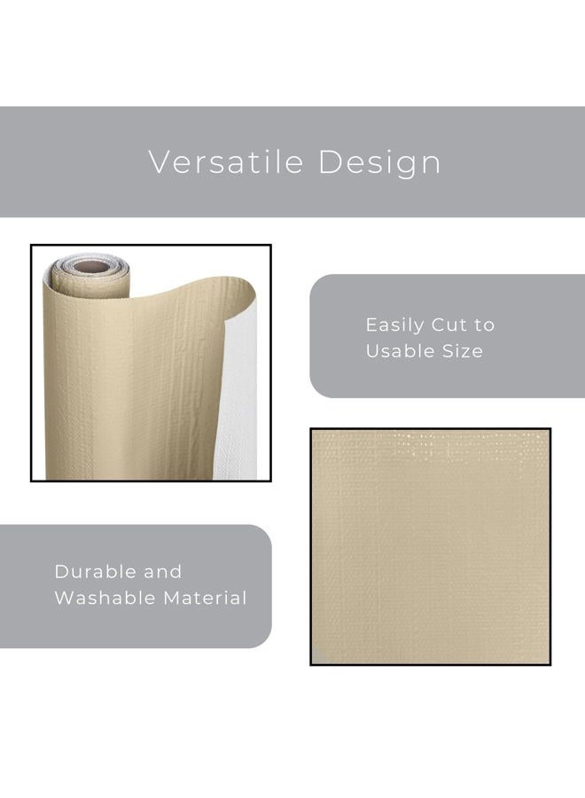 Smart Design Bonded Grip Shelf Liner - 12 Inch x 10 Feet - Non Adhesive, Strong Grip Bottom, Easy Clean Kitchen Drawer, Cabinet, Cupboard Dresser Protector Cover, Non Slip Rubber Mat - Taupe - Image 3