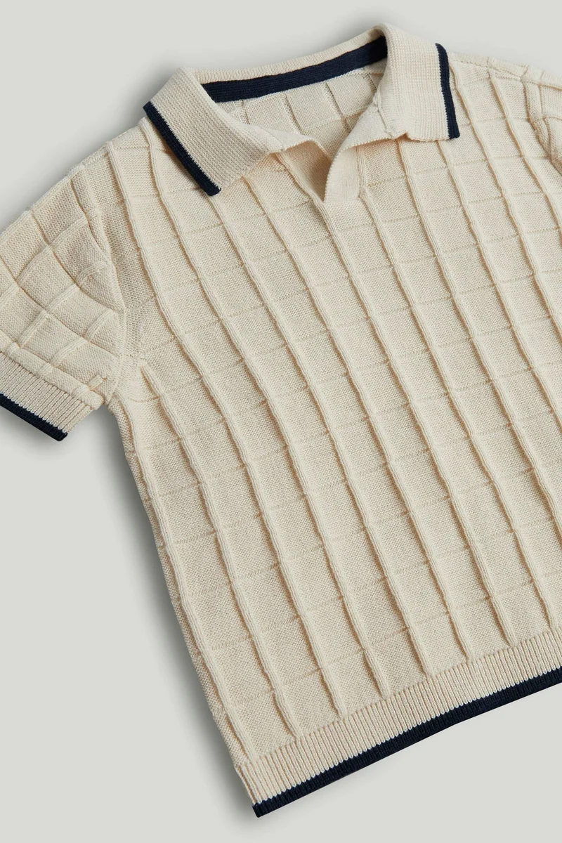 mothercare Tan Knitted Polo Shirt
